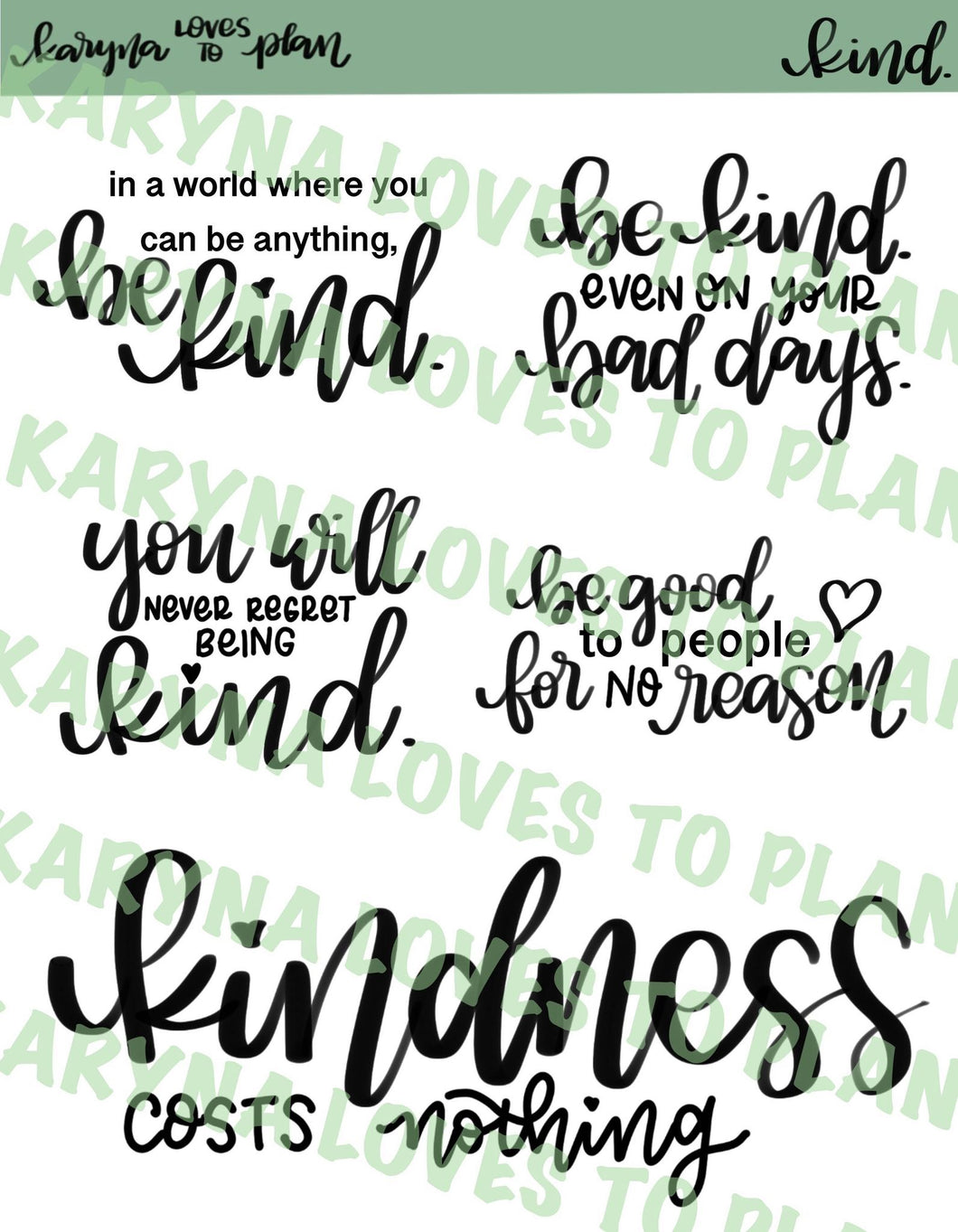 KIND QUOTES Sticker Sheet