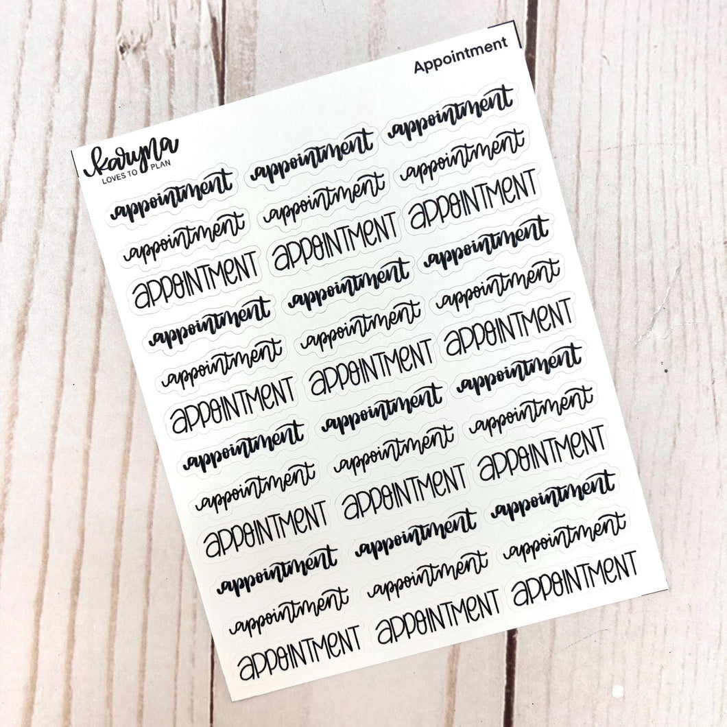 APPOINTMENT sticker sheet