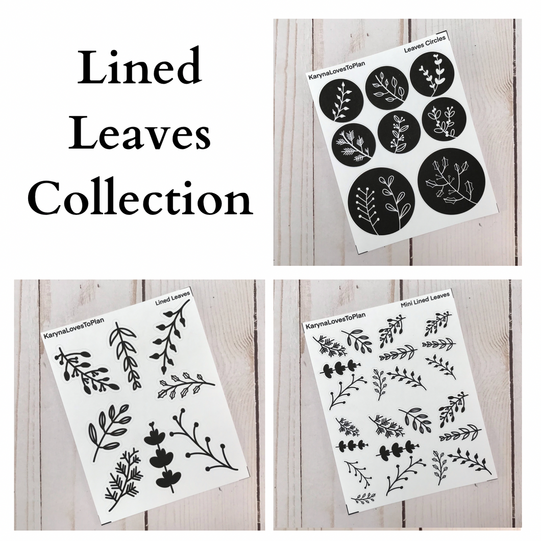 Black Lined Leaves Collection
