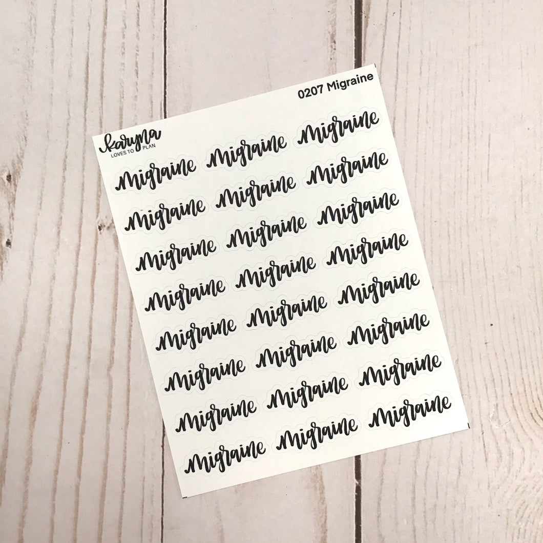 MIGRAINE sticker sheet