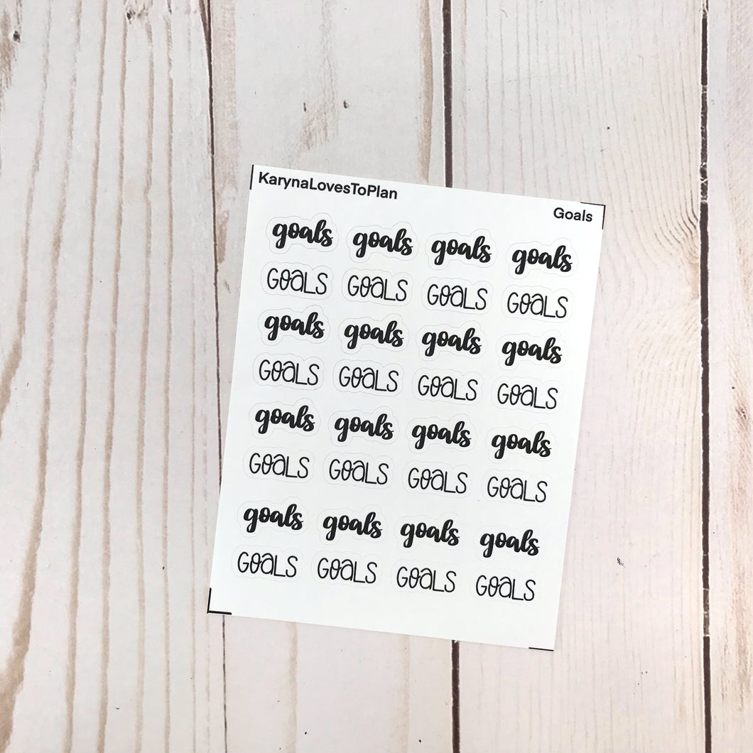 GOALS sticker sheet