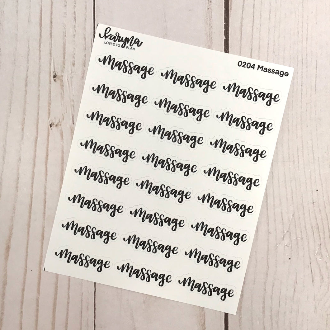 MASSAGE sticker sheet